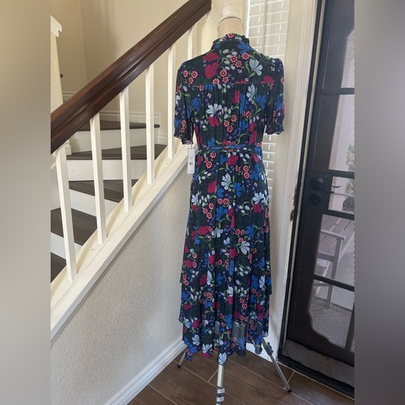 Draper James Blue and Red Puff Sleeve Asymmetrical Sundress - Picture 9 of 14